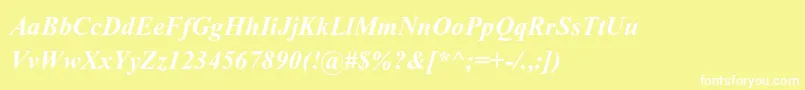 Шрифт AparajitaBoldItalic – белые шрифты на жёлтом фоне