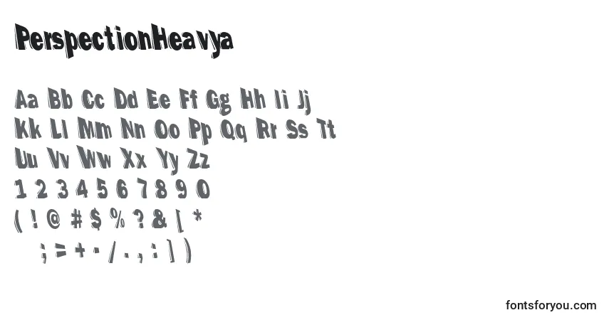 PerspectionHeavya-fontti – aakkoset, numerot, erikoismerkit