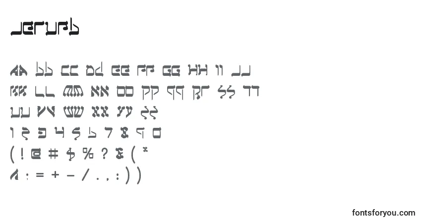 A fonte Jerufb – alfabeto, números, caracteres especiais