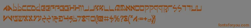 フォントJerufb – 茶色の文字が灰色の背景にあります。