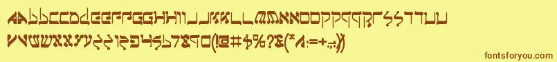 フォントJerufb – 茶色の文字が黄色の背景にあります。