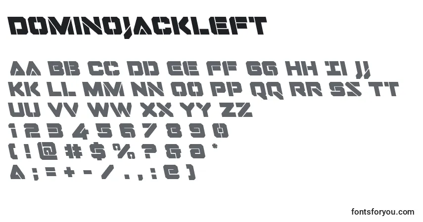 Dominojackleft Font – alphabet, numbers, special characters