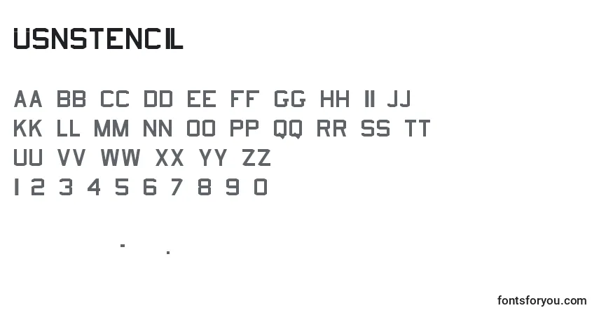 Шрифт UsnStencil – алфавит, цифры, специальные символы