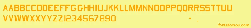 UsnStencil-Schriftart – Orangefarbene Schriften auf gelbem Hintergrund