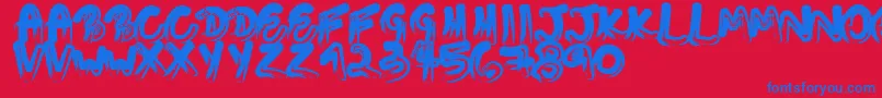 Touchingletters Font – Blue Fonts on Red Background