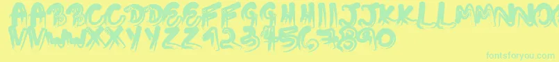 Touchingletters Font – Green Fonts on Yellow Background