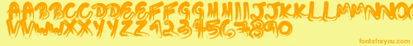 Touchingletters Font – Orange Fonts on Yellow Background