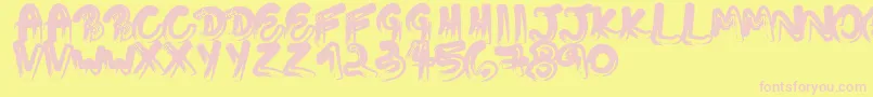 Touchingletters Font – Pink Fonts on Yellow Background