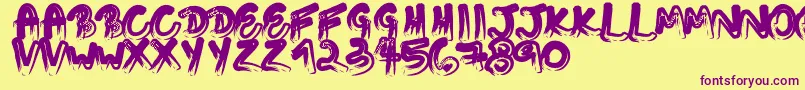 Touchingletters Font – Purple Fonts on Yellow Background