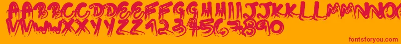 Touchingletters Font – Red Fonts on Orange Background