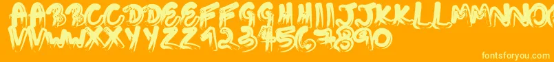 Touchingletters Font – Yellow Fonts on Orange Background