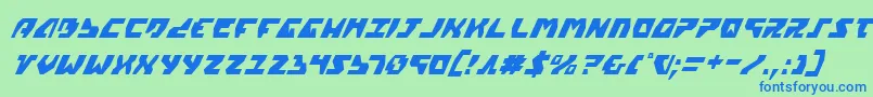 Fonte Gyrv2ci – fontes azuis em um fundo verde