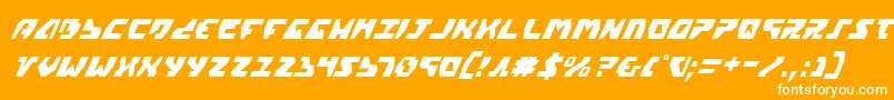 Gyrv2ci-Schriftart – Weiße Schriften auf orangefarbenem Hintergrund