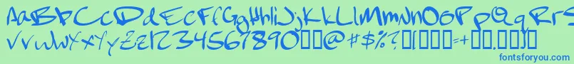 フォントFebruaryHandwritten – 青い文字は緑の背景です。