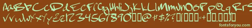 FebruaryHandwritten-fontti – vihreät fontit ruskealla taustalla