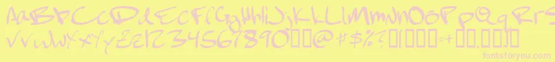 Czcionka FebruaryHandwritten – różowe czcionki na żółtym tle