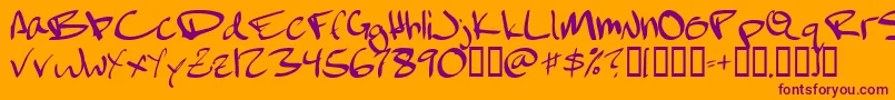 FebruaryHandwritten-Schriftart – Violette Schriften auf orangefarbenem Hintergrund