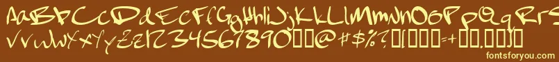 FebruaryHandwritten-fontti – keltaiset fontit ruskealla taustalla