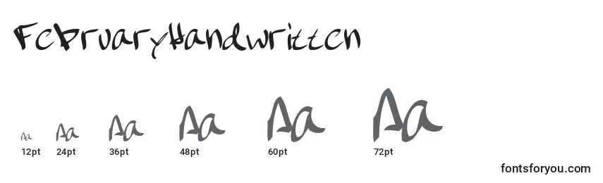FebruaryHandwritten Font Sizes