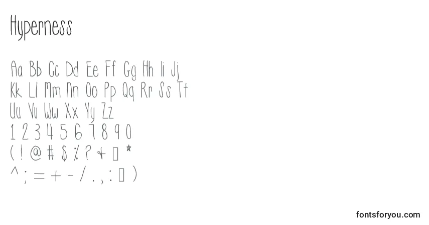 Шрифт Hyperness – алфавит, цифры, специальные символы