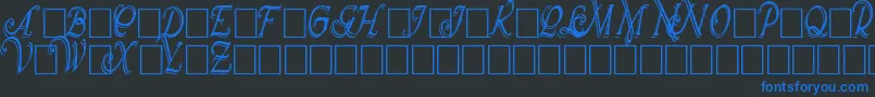 Więcej informacji o czcionce WrennInitialsShadowedCond Czcionka WrennInitialsShadowedCond – niebieskie czcionki na czarnym tle