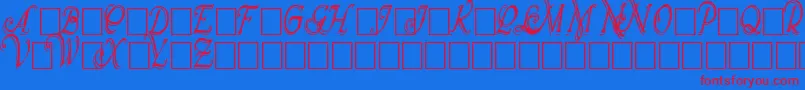 WrennInitialsShadowedCond-fontti – punaiset fontit sinisellä taustalla