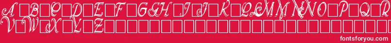 WrennInitialsShadowedCond-Schriftart – Weiße Schriften auf rotem Hintergrund