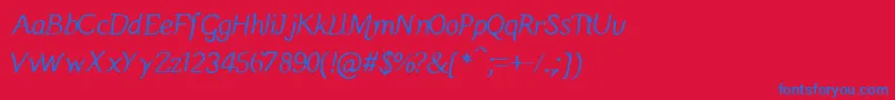 Manicmondayregular Font – Blue Fonts on Red Background