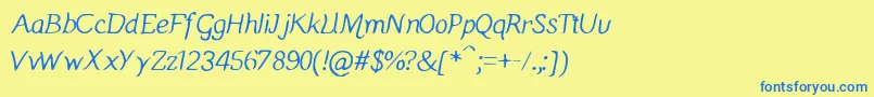 Manicmondayregular Font – Blue Fonts on Yellow Background