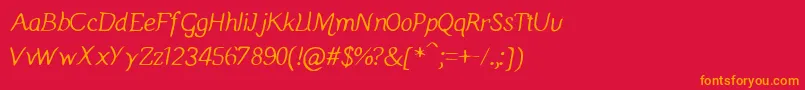 Manicmondayregular Font – Orange Fonts on Red Background