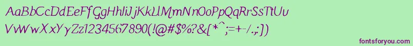 Manicmondayregular Font – Purple Fonts on Green Background