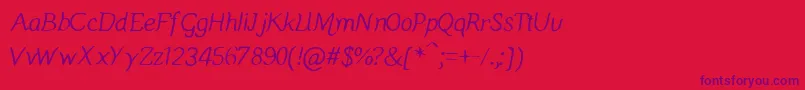 Manicmondayregular Font – Purple Fonts on Red Background