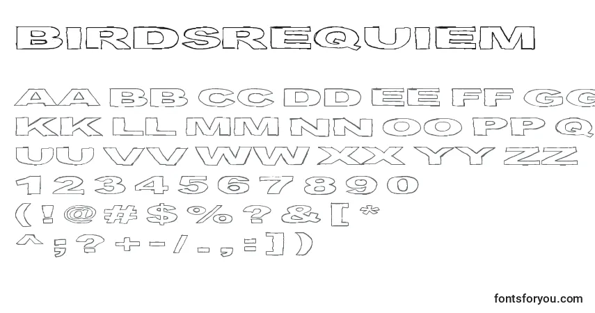 Schriftart BirdsRequiem – Alphabet, Zahlen, spezielle Symbole