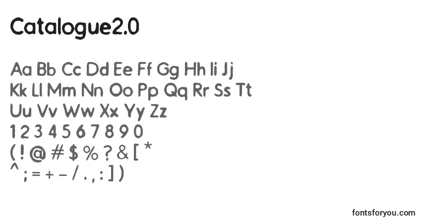 A fonte Catalogue2.0 – alfabeto, números, caracteres especiais