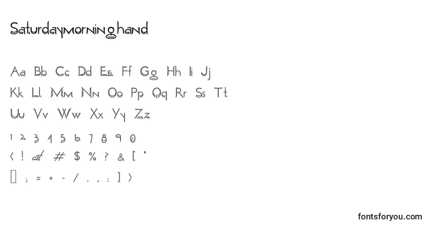 Czcionka Saturdaymorninghand – alfabet, cyfry, specjalne znaki