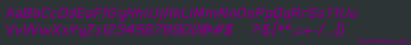Czcionka MistergiaccoBoldoblique – fioletowe czcionki na czarnym tle