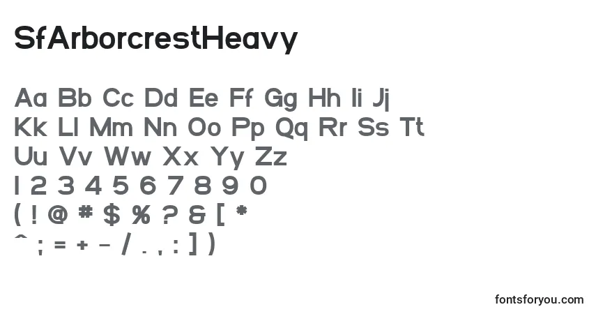Czcionka SfArborcrestHeavy – alfabet, cyfry, specjalne znaki