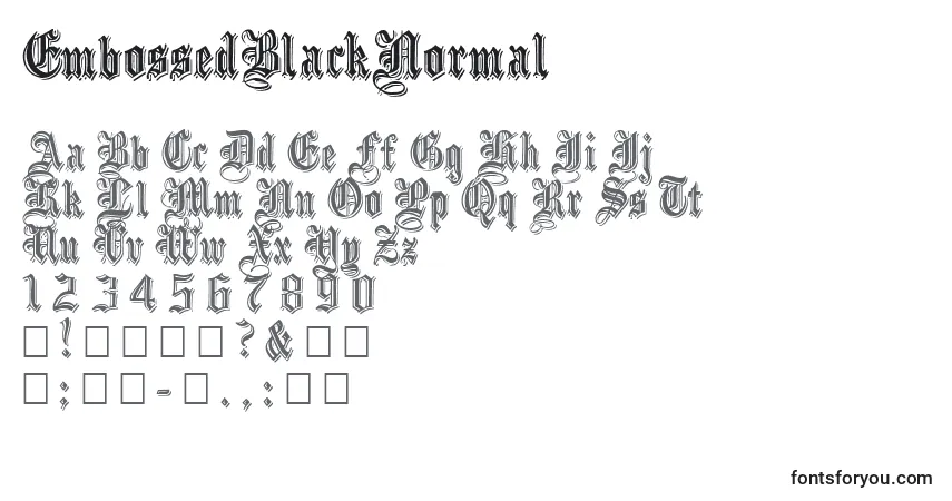 EmbossedBlackNormal-fontti – aakkoset, numerot, erikoismerkit
