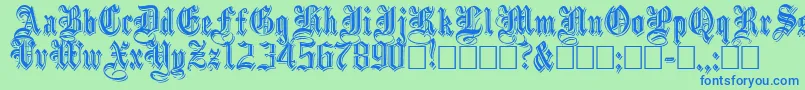 EmbossedBlackNormal Font – Blue Fonts on Green Background