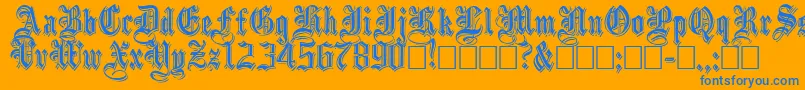 EmbossedBlackNormal Font – Blue Fonts on Orange Background