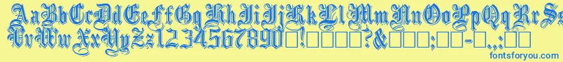 EmbossedBlackNormal Font – Blue Fonts on Yellow Background
