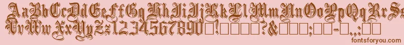 EmbossedBlackNormal-Schriftart – Braune Schriften auf rosa Hintergrund