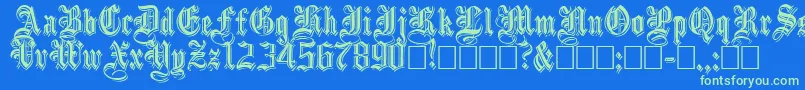 EmbossedBlackNormal Font – Green Fonts on Blue Background