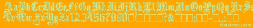 EmbossedBlackNormal Font – Green Fonts on Orange Background