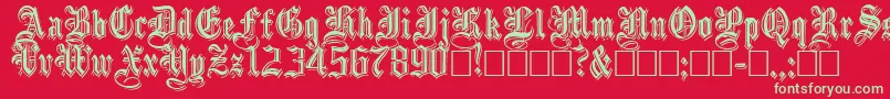 EmbossedBlackNormal-Schriftart – Grüne Schriften auf rotem Hintergrund