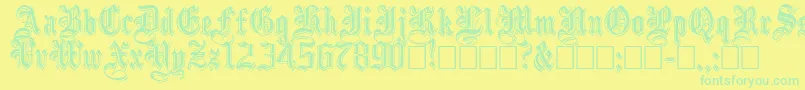 EmbossedBlackNormal Font – Green Fonts on Yellow Background