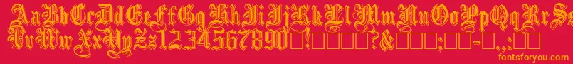 EmbossedBlackNormal Font – Orange Fonts on Red Background