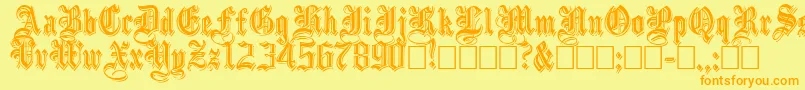 EmbossedBlackNormal Font – Orange Fonts on Yellow Background