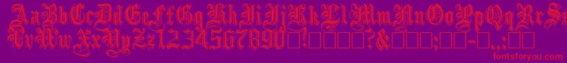 EmbossedBlackNormal Font – Red Fonts on Purple Background