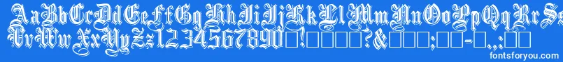 EmbossedBlackNormal-Schriftart – Weiße Schriften auf blauem Hintergrund